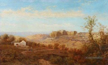 Chemin de Bethléem avec la chaîne de montagnes de Moab avec R Gustav Bauernfeind Orientalist Peinture à l'huile